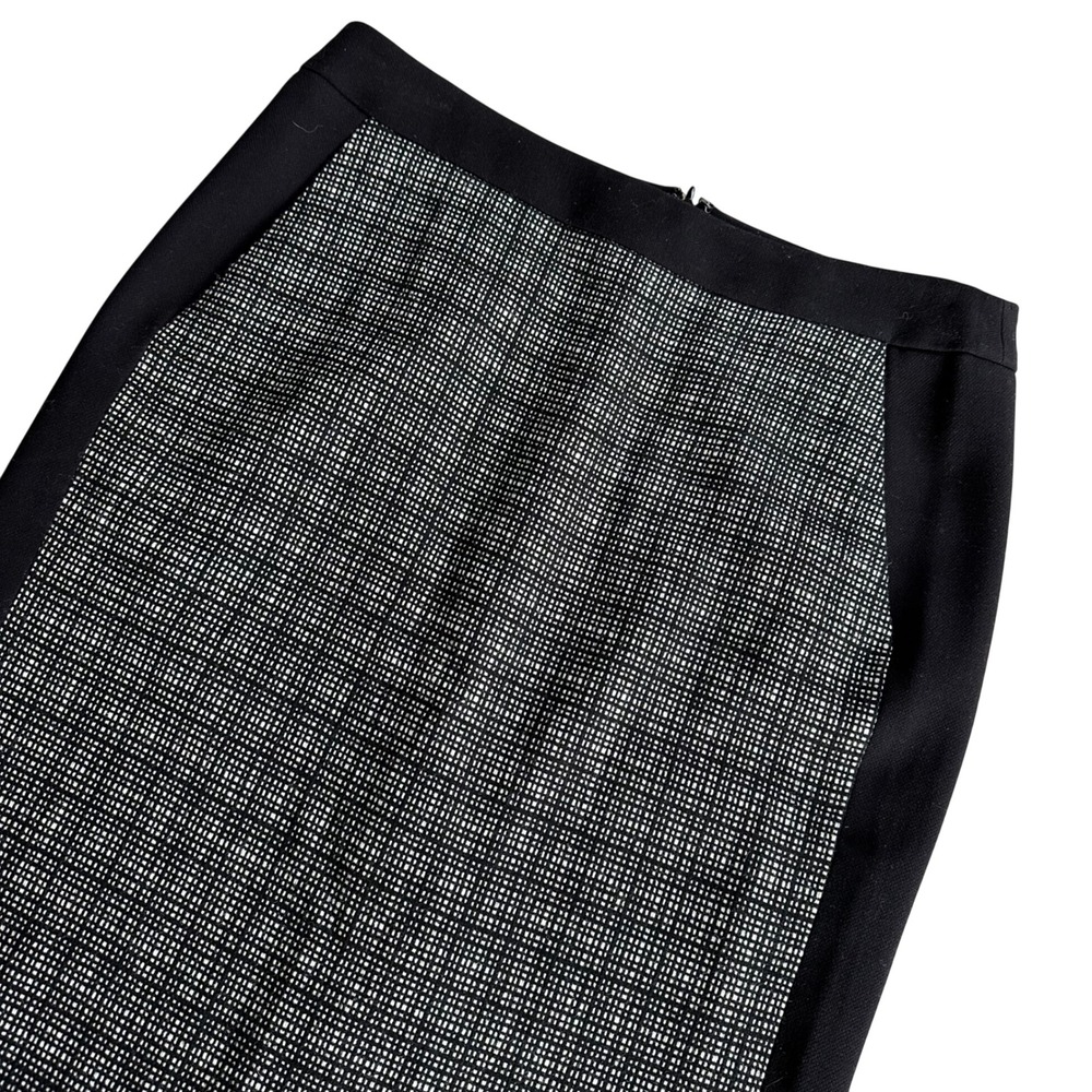 Talbots Black White Acadamia Preppy Tweed Pencil Skirt High Waist Sz 10 Workwear
